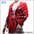 Scarlet Red Women′s Satin Paisley Shawl Wrap Scarf